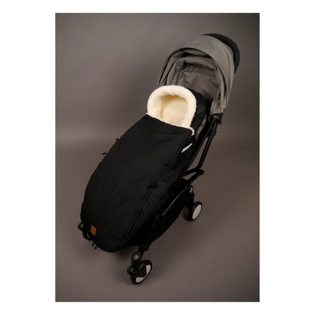 Chancelière en peau d'agneau blanche Premium  | Noir