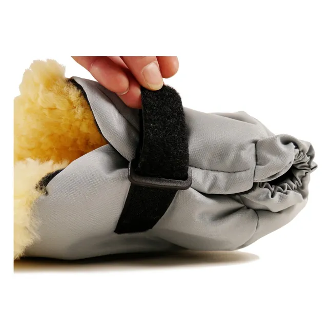 Chauffe-mains Big double en peau d'agneau | Gris anthracite