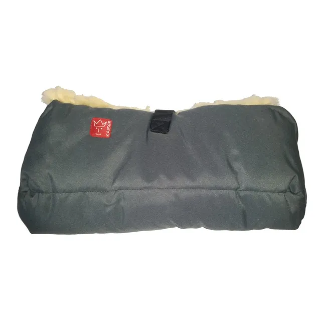 Chauffe-mains Big double en peau d'agneau | Gris anthracite