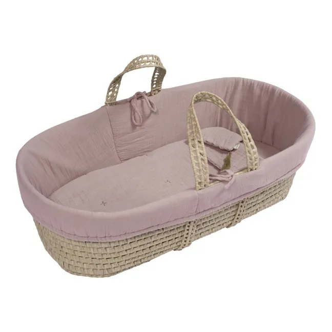 Organic cotton Bedding Set for Moses Basket | Dusty Pink S007