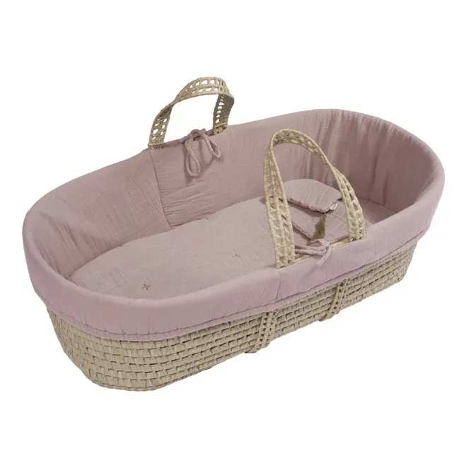 Parure pour couffin en gaze de coton bio | Dusty Pink S007- Image produit n°0