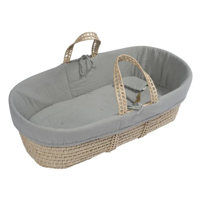 Organic cotton Bedding Set for Moses Basket | Silver Grey S019