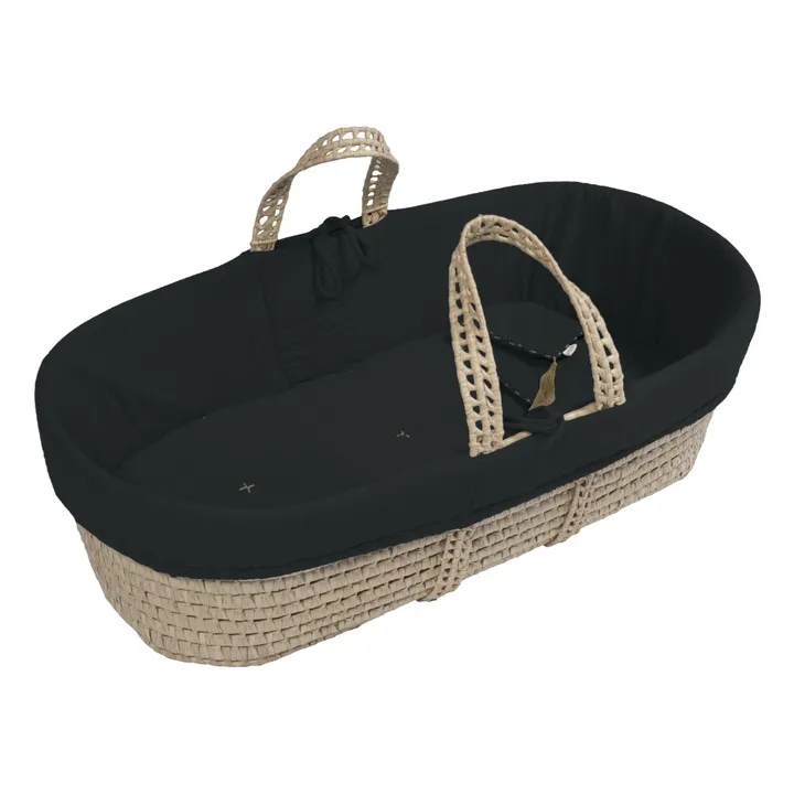 Organic cotton Bedding Set for Moses Basket | Dark Grey S021- Product image n°0