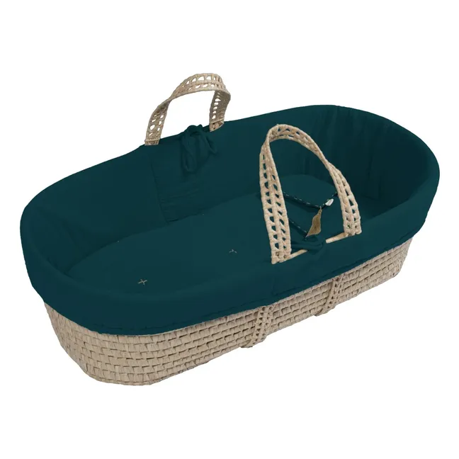 Organic cotton Bedding Set for Moses Basket | Teal Blue S022