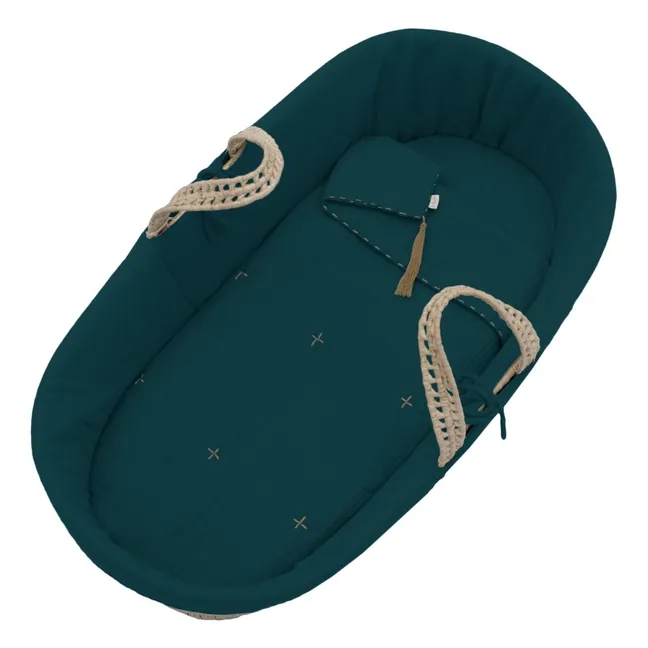 Babywiege-Wäsche aus Bio-Baumwolle | Teal Blue S022