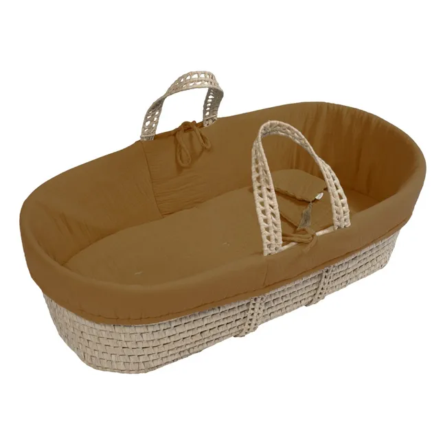 Organic cotton Bedding Set for Moses Basket | Gold S024