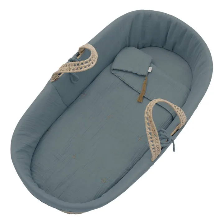 Organic cotton Bedding Set for Moses Basket | Ice Blue S032- Product image n°1
