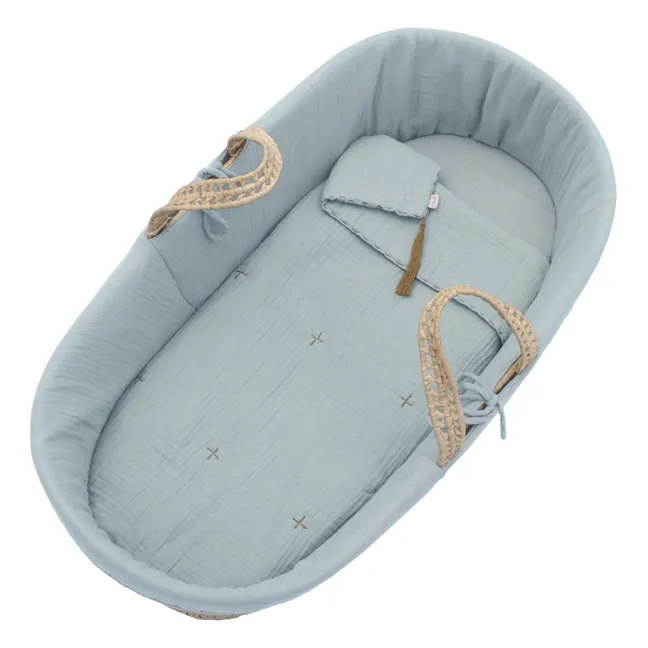 Babywiege-Wäsche aus Bio-Baumwolle | Sweet Blue S046