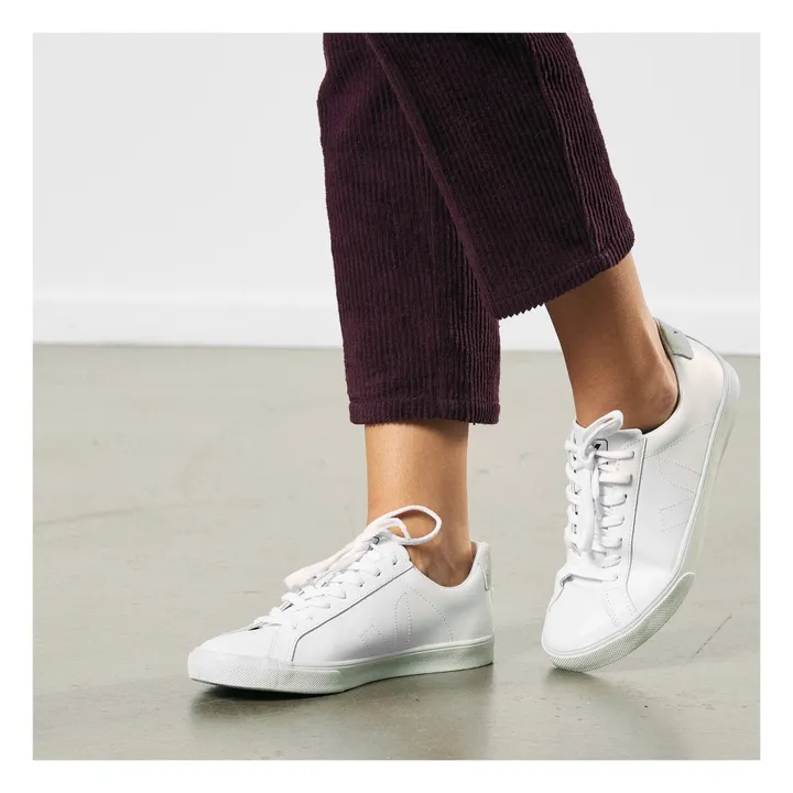 Low Esplar Leather Lace-Up Sneakers | White- Product image n°2