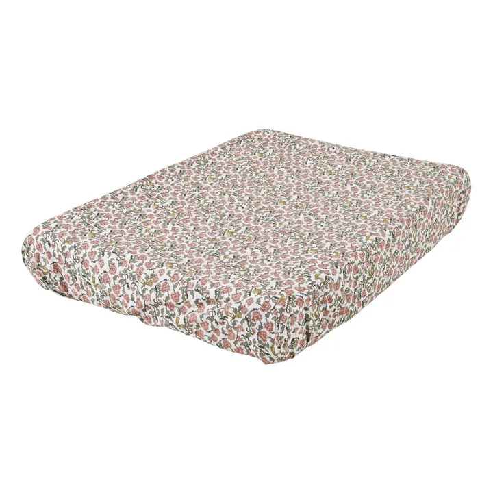 Floral Vine cotton changing mattress cover | Pink- Product image n°0