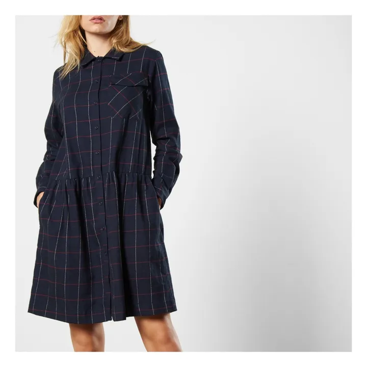 Checkered Dress  | Navy blue- Product image n°3