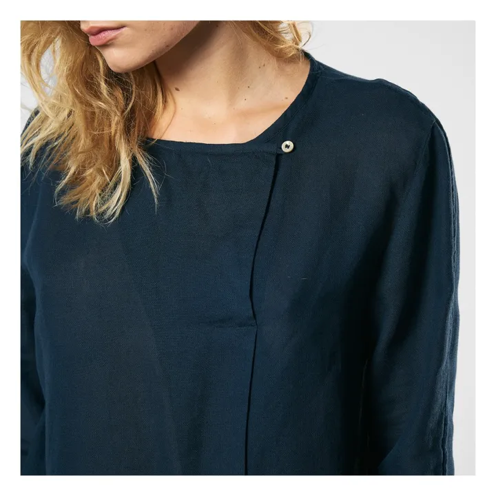 Camicia Cotone e Lana  | Blu marino- Immagine del prodotto n°6