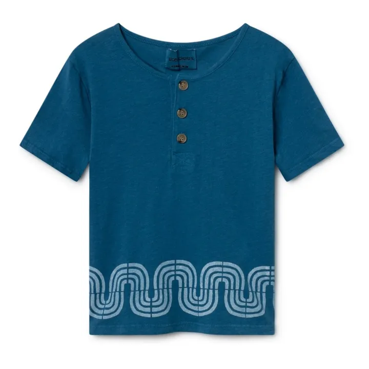 Cotton and linen t-shirt | Blue- Product image n°0