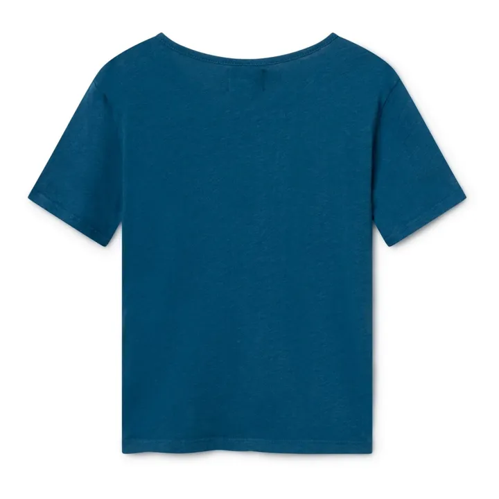 Cotton and linen t-shirt | Blue- Product image n°4