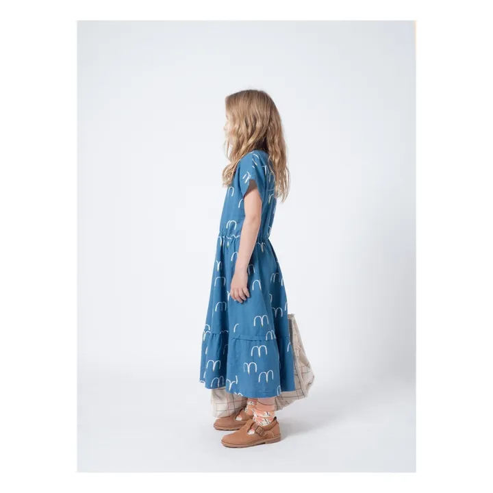 Kleid Midi aus Baumwolle und Leinen  | Blau- Produktbild Nr. 3
