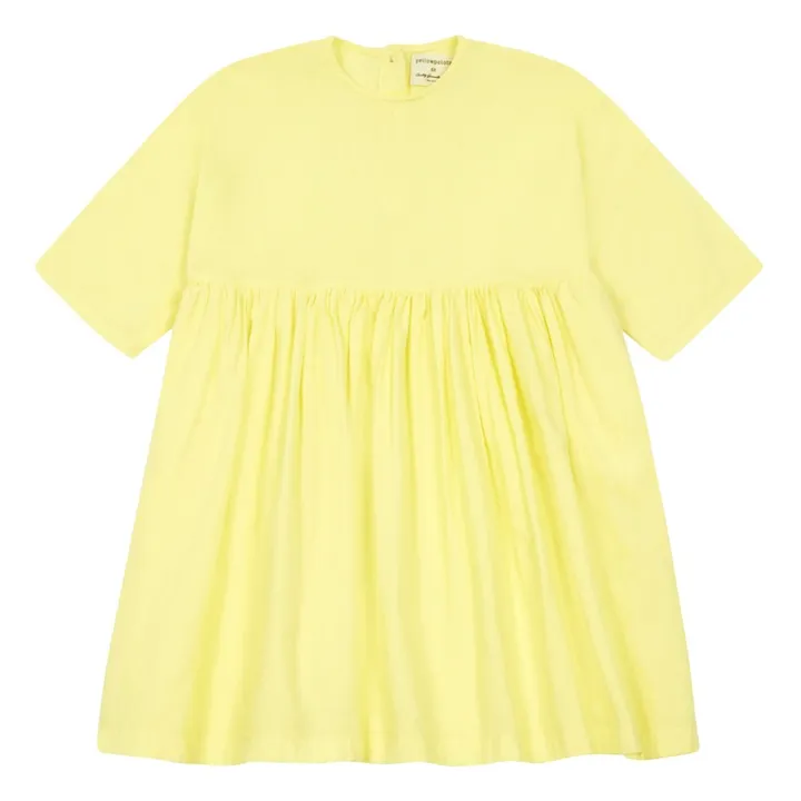 Wave organic cotton dress | Pale yellow- Product image n°0
