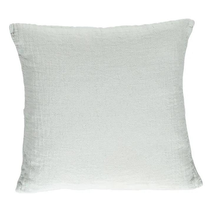 Washed Cotton Jacquard Cushion | Almond green- Product image n°0