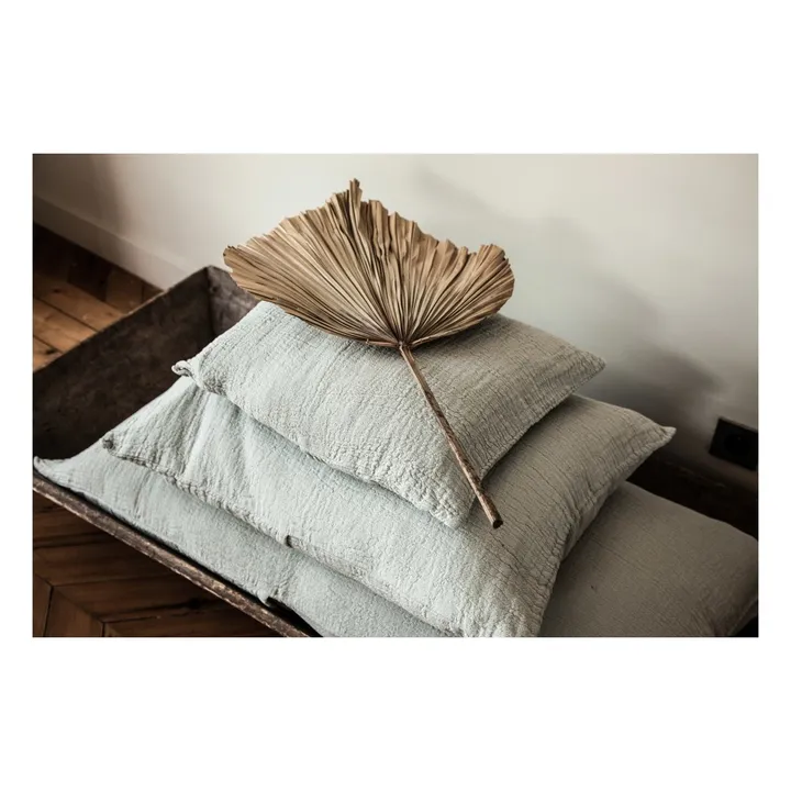 Washed Cotton Jacquard Cushion | Almond green- Product image n°1