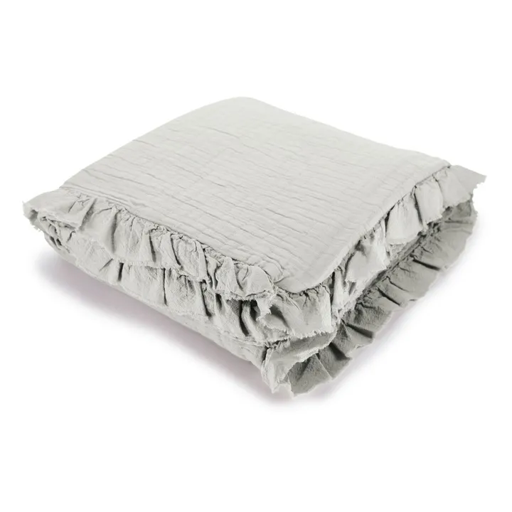 Cotton Muslin Frill Bed Set | Almond green- Product image n°0