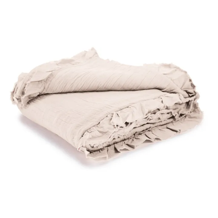 Juego de sábanas con volantes de gasa de algodón | Crudo- Imagen del producto n°2