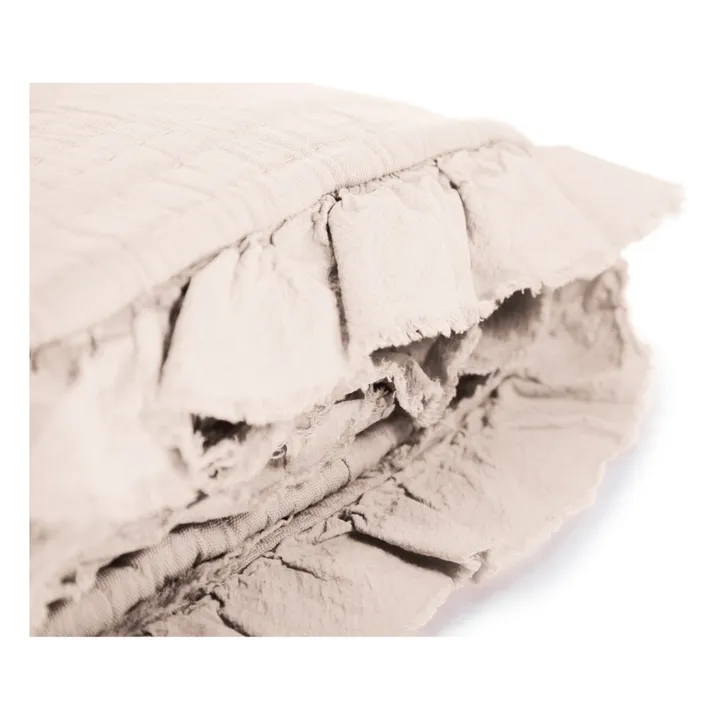 Parure de lit à volants en gaze de coton | Ecru- Image produit n°4