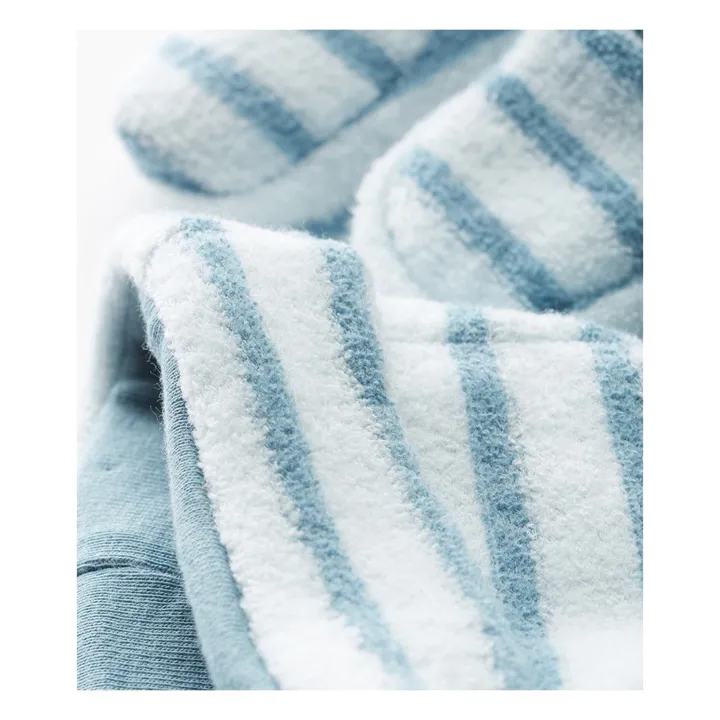 Lot Bonnet + Chaussons Eponge Baigneur | Bleu gris- Image produit n°1