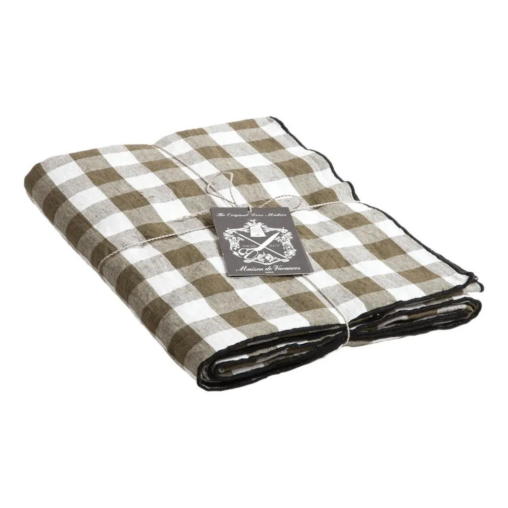 Mantel rectangular Bourdon negro lona mimi de cuadros | Vichy Kaki- Imagen del producto n°0