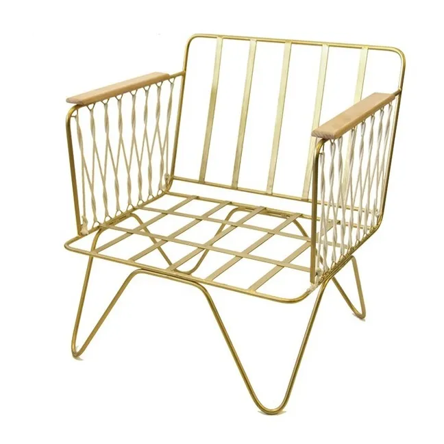 Brushed Brass Croisette Arm Chair - Velvet -  | Camel