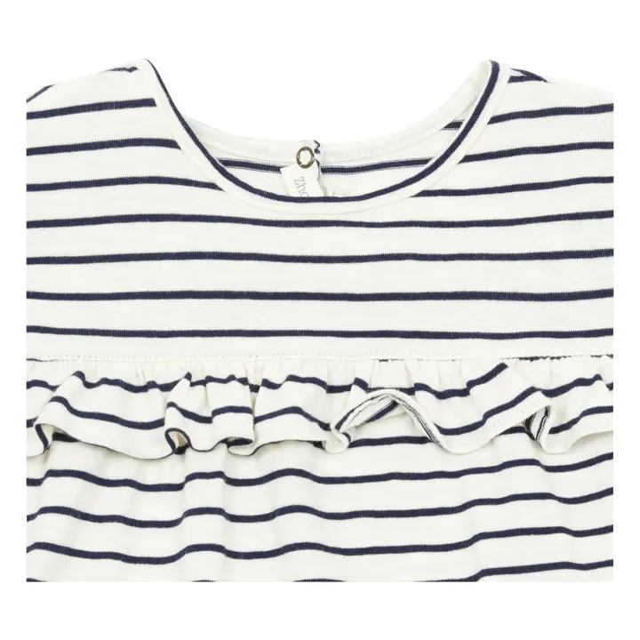 T-Shirt Rayé Volants | Bleu marine- Image produit n°1