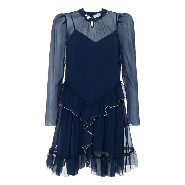 Silk Dress  | Navy blue