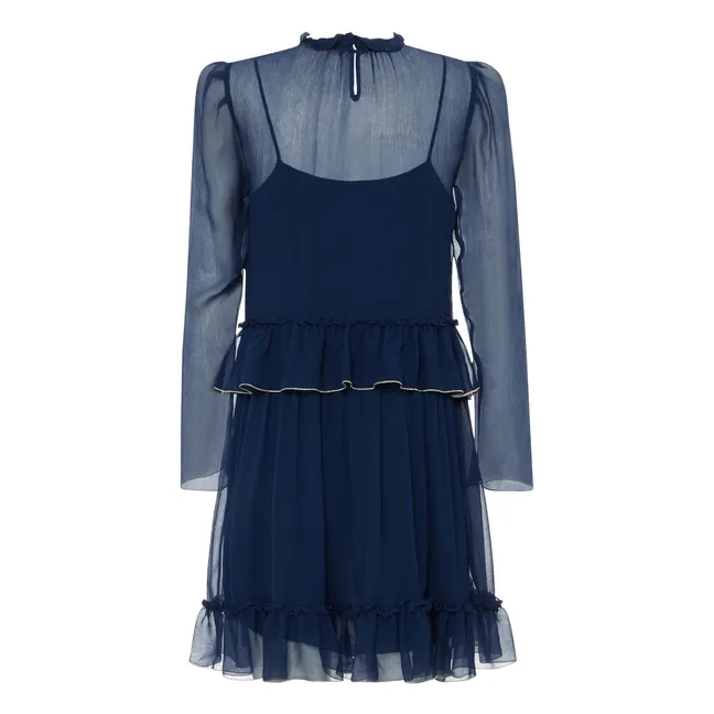 Vestido Corto Seda | Azul Marino