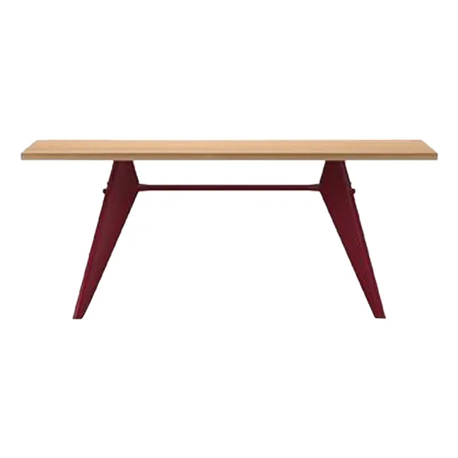 Table EM - piètement Rouge Japonais - Jean Prouvé | Chêne