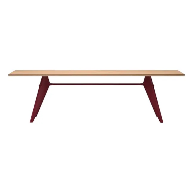 Table EM - piètement Rouge Japonais - Jean Prouvé | Chêne
