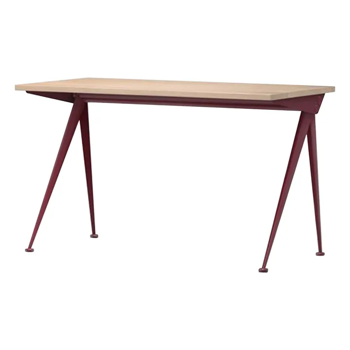 Bureau Compas Direction - piètement Rouge Japonais - Jean Prouvé | Chêne- Image produit n°0