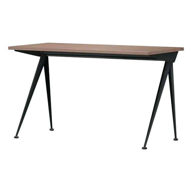 Bureau Compas Direction - piètement Noir - Jean Prouvé | Noyer