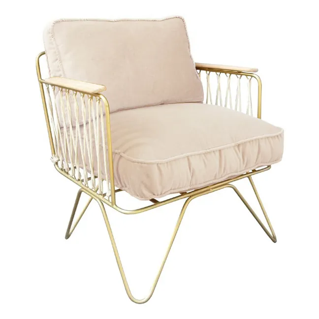 Croisette Chair - Matte Gold Resin and Velvet | Ecru
