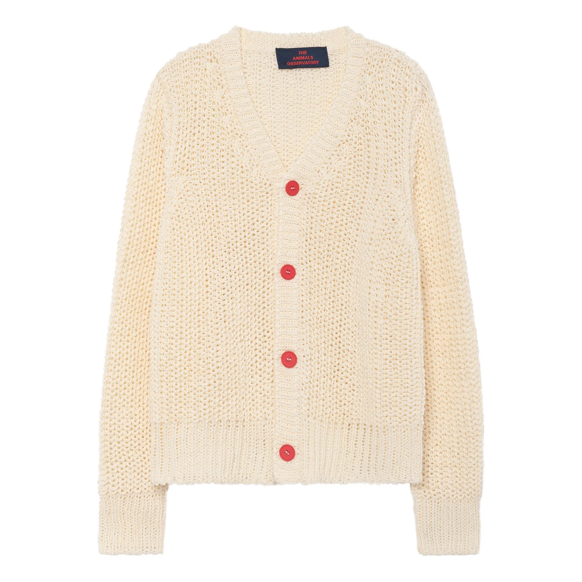 The Animals Observatory Raccoon Cotton Linen Cardigen Ecru