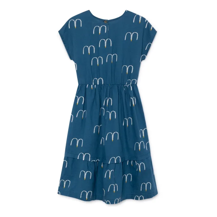Kleid Midi aus Baumwolle und Leinen  | Blau- Produktbild Nr. 5