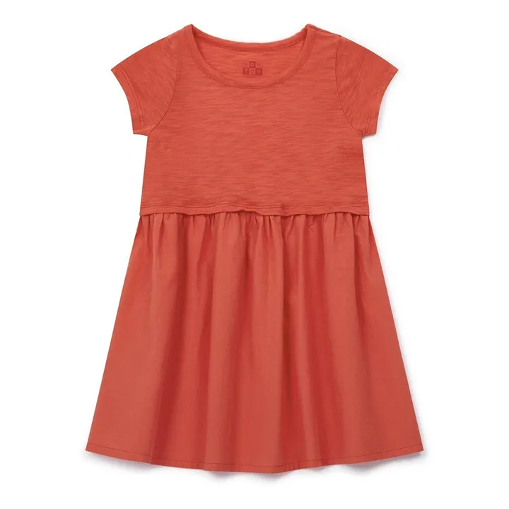 Tilda organic cotton dress | Coral- Product image n°0