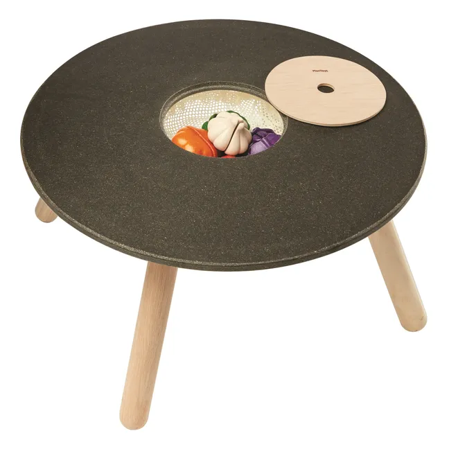 Mesa de juegos de madera de caucho y pizarra