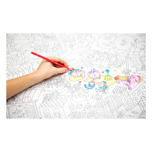 Poster géant à colorier Le mini-monde des enfants