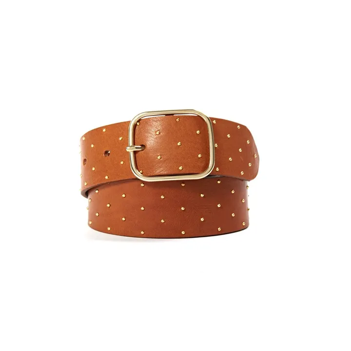 Cintura borchiata in pelle La Lilou | Camel- Immagine del prodotto n°0