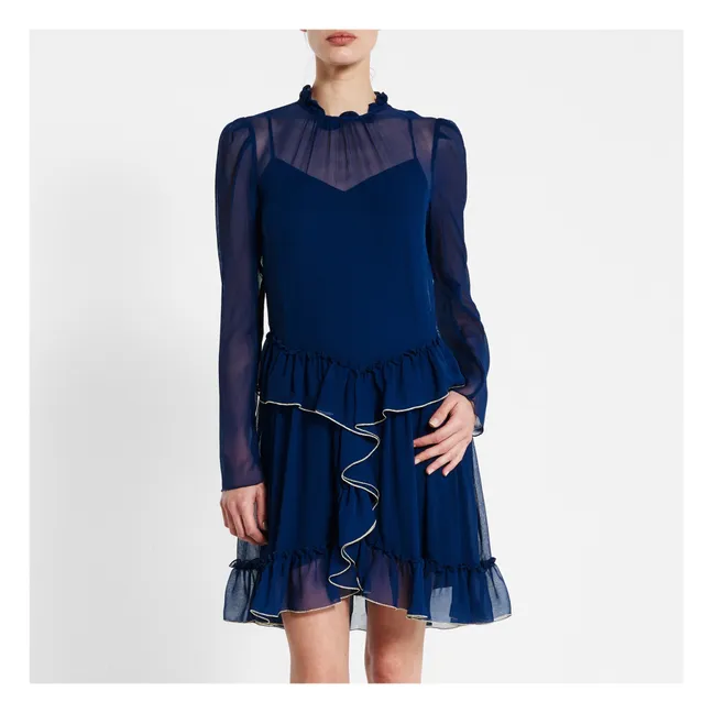 Vestido Corto Seda | Azul Marino