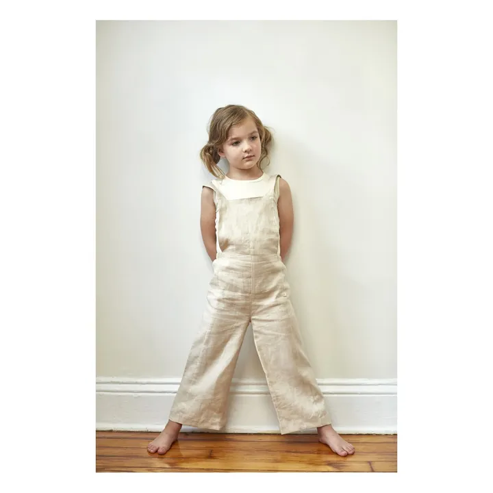 Linen dungarees | Beige- Product image n°1