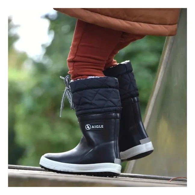 Fur-Lined Showerproof Snow Boots | Navy blue