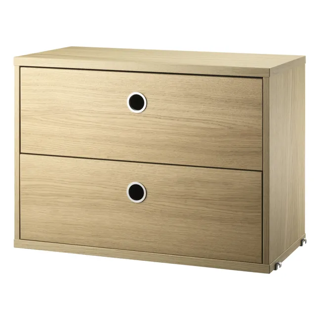 Chest of drawers in oak, 2 drawers, 58 x 30 cm