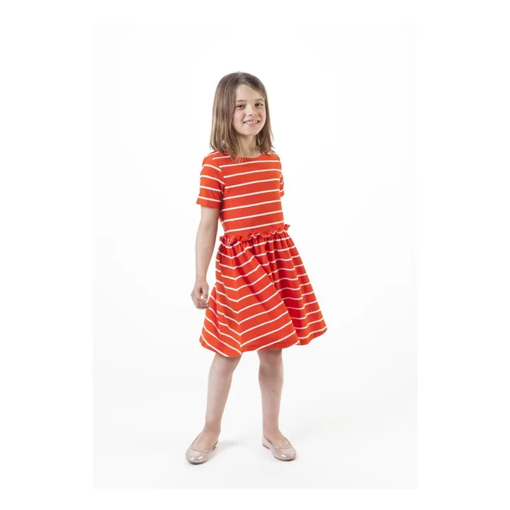 Kleid mit Streifen  | Zinnoberrot- Produktbild Nr. 2
