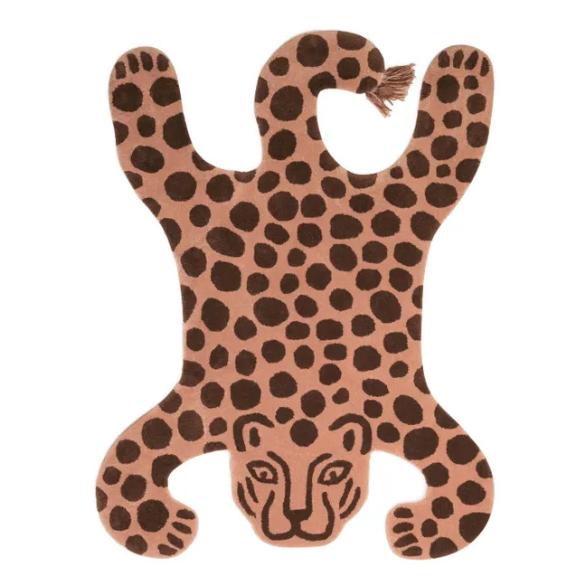 Safari Leopard tufted rug 160x118 cm | Brick red