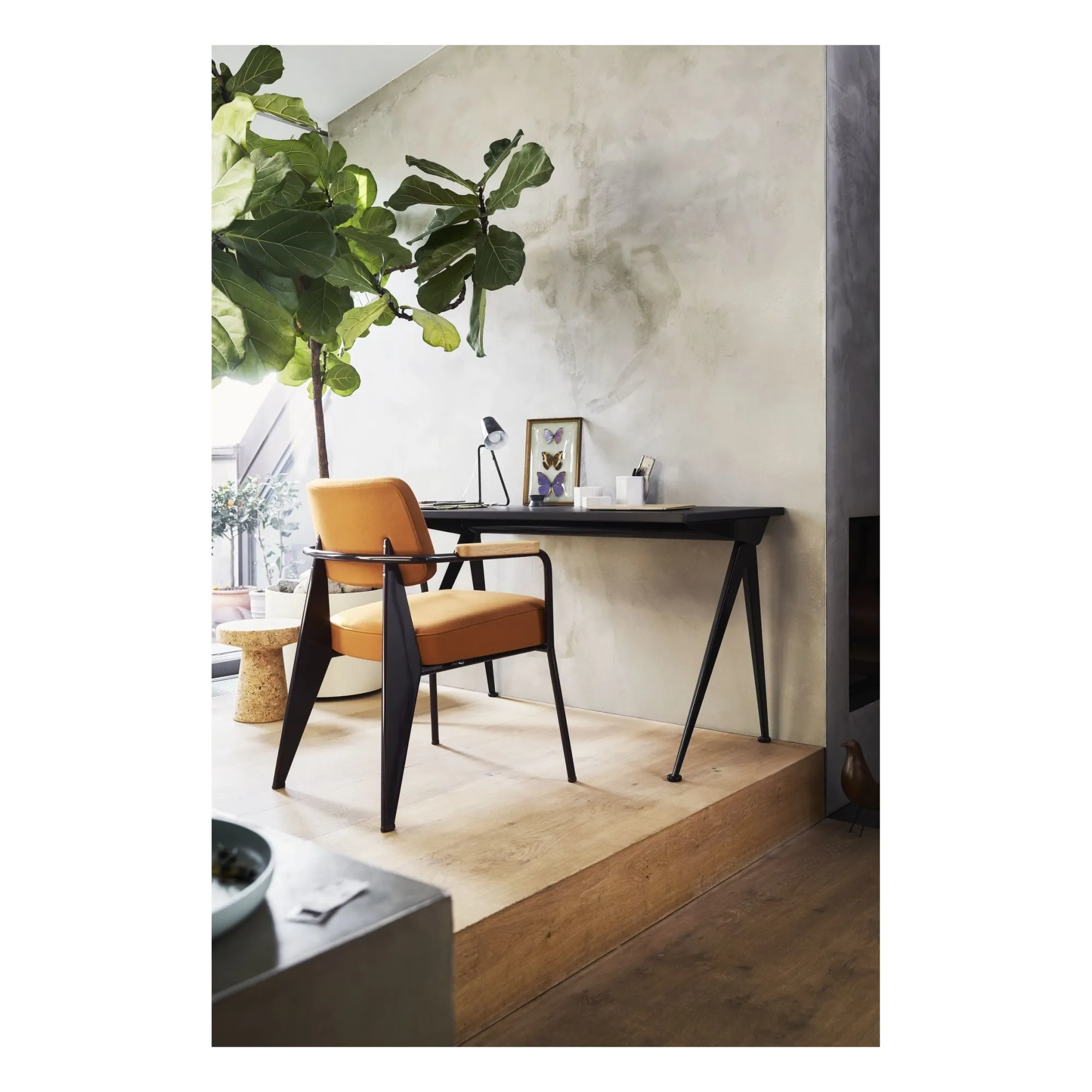 Bureau Compas Direction - piètement Noir - Jean Prouvé | Chêne- Image produit n°1