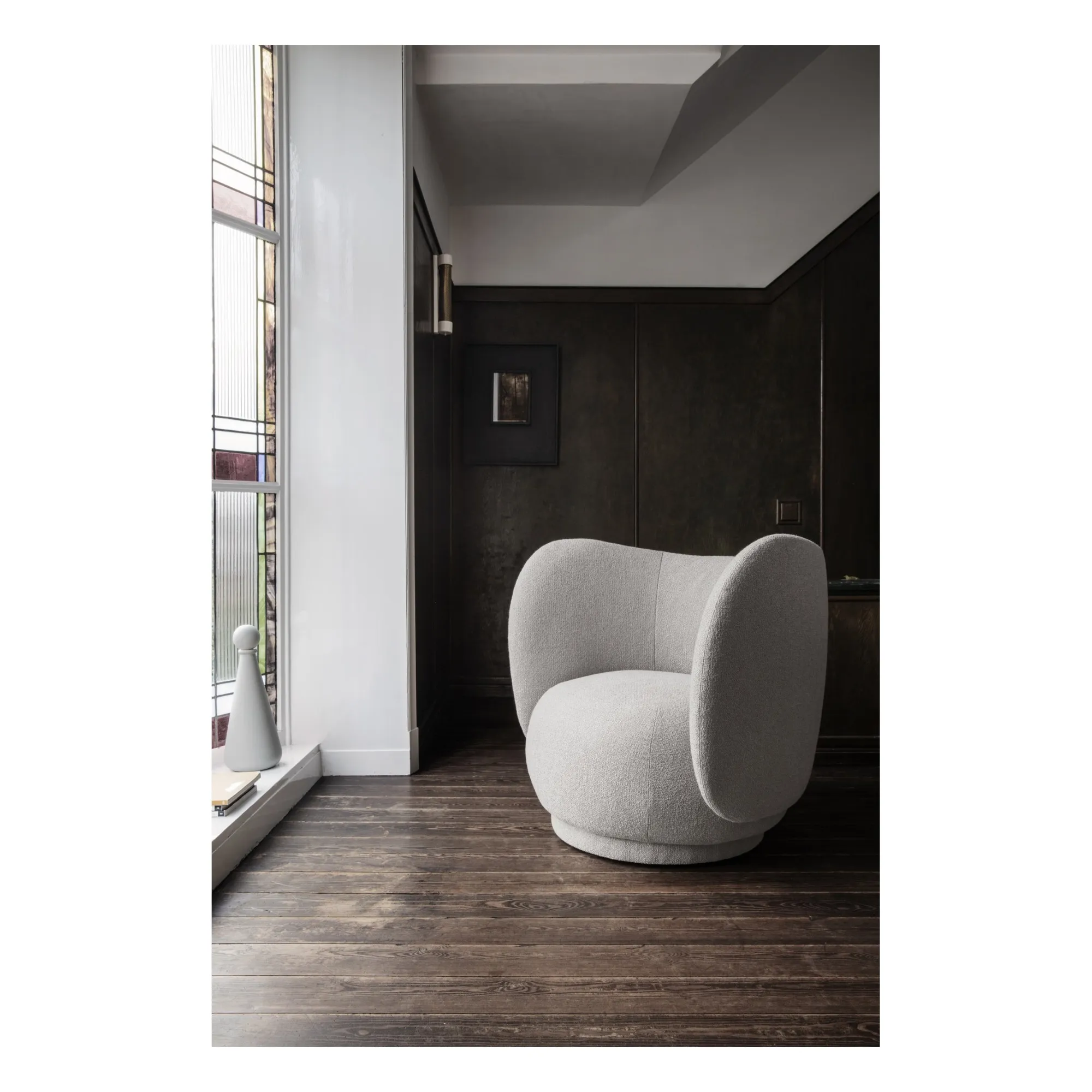Fauteuil en tissu bouclé Rico | Crème- Image produit n°1